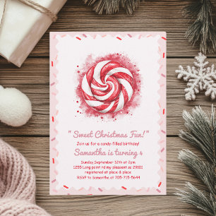 Red & White Candy Winter Birthday  Paper Plate