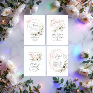 Rustic Elegance Geometric Heart QR Code Save The Date