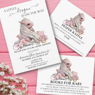Pink Little Dragon is on the Way Baby Shower  Invitation