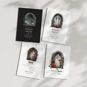 Dark Fantasy Castle Window Gothic Wedding QR Code Invitation