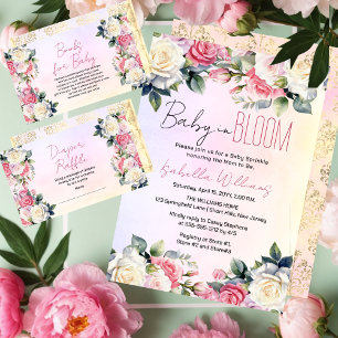 Roses Baby in Bloom Floral Baby Shower Invitation