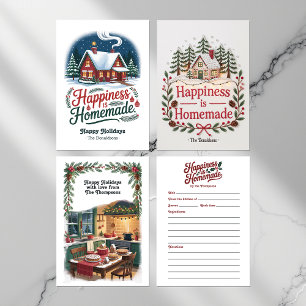 Happiness is Homemade Rustic Cottage Family Photo Holiday Card