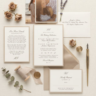 Champagne Taupe Formal Wedding Invitation