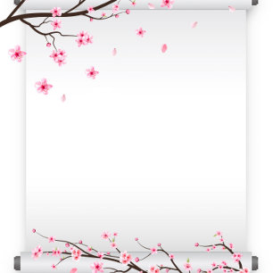 Japanese Scroll Cherry Blossom Wedding Invitation