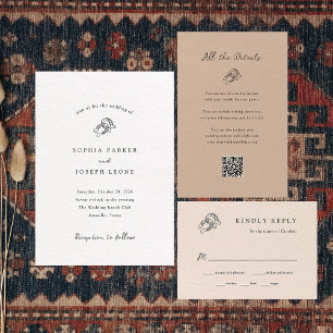 Minimalist Horseshoe Wedding Guest Details QR Code Enclosure Card
