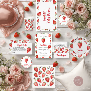 Personalised Strawberry Baby Shower Thank You Card