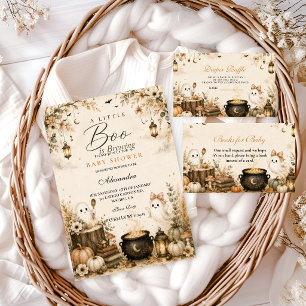 Elegant Little Boo Is Brewing Coffee Baby Shower Invitation