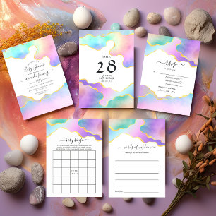 Rainbow Agate Stone Baby Shower RSVP Card