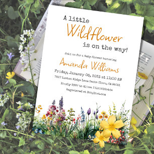 Rustic Wildflowers Boho Chic Floral Baby Shower Invitation