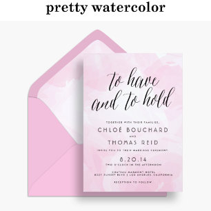 Pretty Watercolor Script Wedding Invitations