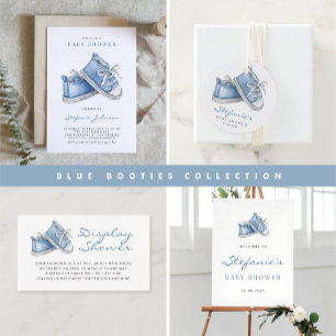 Watercolor Blue Baby Shoes Baby Shower Thank You Card