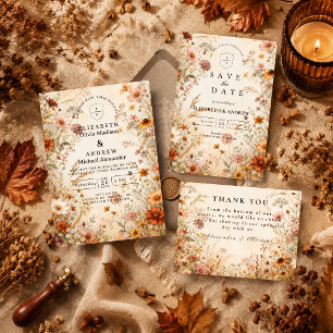 Romantic Autumn Floral Wedding RSVP Card