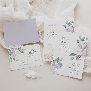 Simple Elegant Lilac Watercolor Floral Wedding Classic Round Sticker