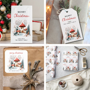 Watercolor Woodland Happy Holidays Greeting Card