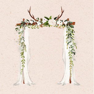 Boho Deer Antlers Canopy Couples Shower Invitation
