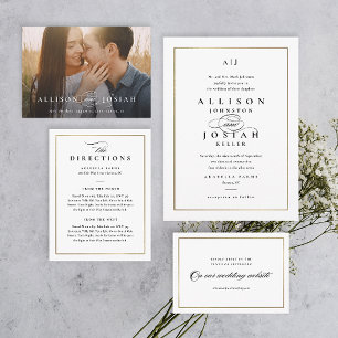 Elegant Monogram Gold Wedding Invitation