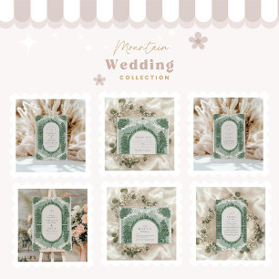 Romantic Vintage Forest Landscape with Mountains Invitation
