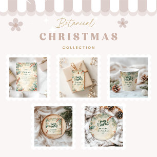 Rustic Holly and Pine Christmas Paper Plate