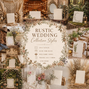 rustic Country Wildflower cottagecore Wedding  Invitation