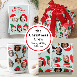 Christmas Crew Family of Five Photo Holiday Card