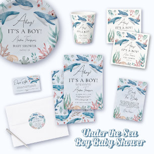 Whale Under the Sea Ahoy It's a Boy Baby Shower Napkin