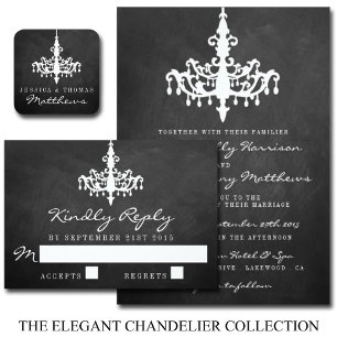 Elegant Chandelier Chalkboard Wedding Collection Invitation