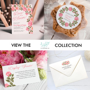 PRETTY PINK WILD ROSES BRIDAL SHOWER NAME DATE CLASSIC ROUND STICKER