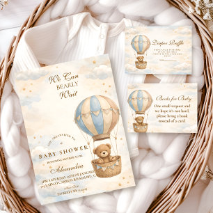 Hot Air Balloon Teddy Bear Baby Shower Invitation