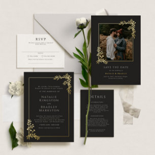 Hamilton Gold Foil Greenery Wedding Save the Date