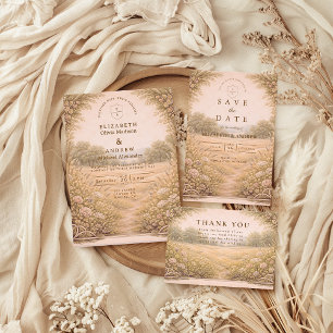 Rustic Countryside Garden Wedding Thank You Card