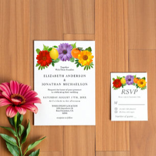 Citrus Floral Garden Wedding RSVP Card