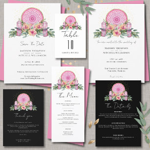 Pink Floral Mandala Crystals Metaphysical Wedding Favour Tags
