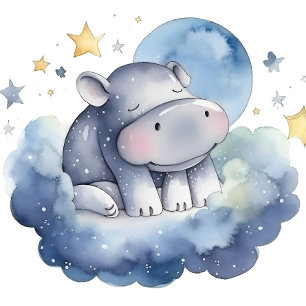 Cute Baby Hippo Baby Shower Paper Plate