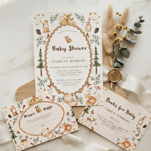 Cottagecore Woodland Baby Shower Invitation Forest Square Sticker