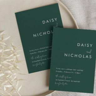 Modern Navy Minimalist Wedding Invitation