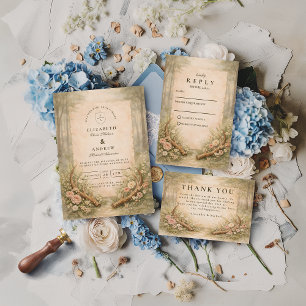 Antler Woodland Wedding Thank You Card