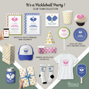 Pickleball Party Paddles Pink White Custom Invitation