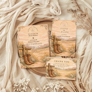 Cowboy Boots Desert Wedding Save The Date