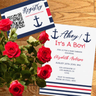 Ahoy It's A Boy! Nautical Baby Shower Registry Enclosure Card