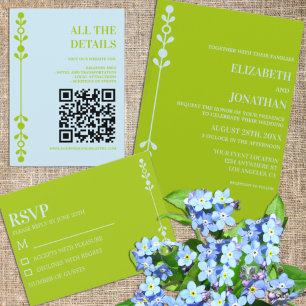 Citrus Green & Coastal Blue Wedding Details Enclosure Card