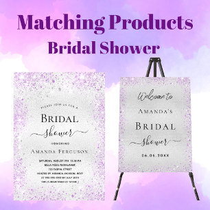Bridal shower silver purple budget invitation flyer
