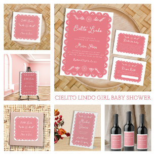 Cielito Lindo Papel Picado Girl Baby Shower Wine Label