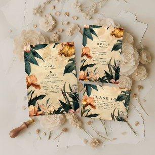 Moody Copper Botanical Wedding Invitation