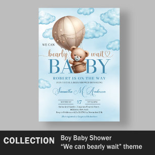 Cute watercolor blue and brown teddy bear hot air  napkin