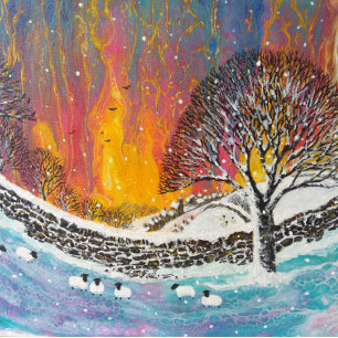 Happy Holidays Christmas Snowy Cottage house  Card