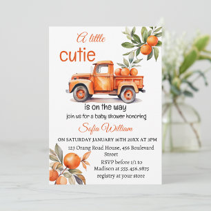 little cutie orange truck citrus baby shower  paper plate