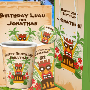 Birthday Luau Tropical Hawaiian Tiki Bar BBQ Party Invitation