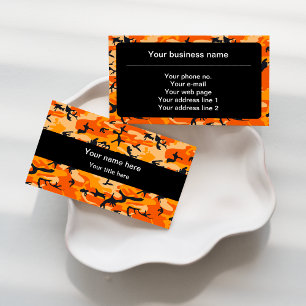 Orange Camouflage, Military, Army Business Card