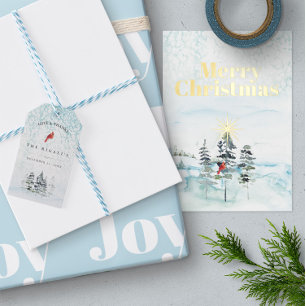 Blue Holiday Wrapping Paper Joy Typography