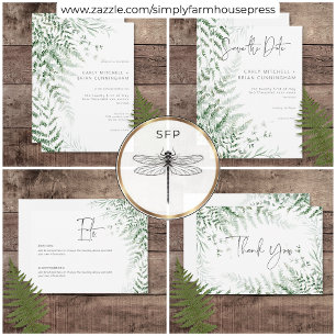 Elegant Delicate Greenery Ferns Wedding Thank You Card